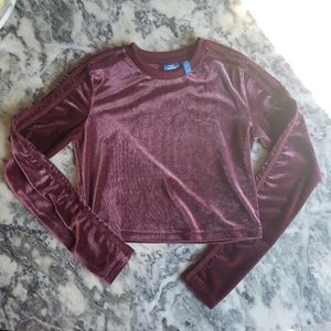 Maroon adidas Velvet Crop Sweater